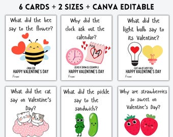 EDITABLE Cute Jokes Valentine Cards, Classroom Valentines Day Cards Boys Girls, Kids Valentine, Valentine Cards for Kids School, DOWNLOAD