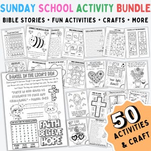 PRINTABLE Sunday School Activity BUNDLE, Sunday School Craft, Church Activities, Church Lessons Kids, Sunday School Activity Pages, DOWNLOAD