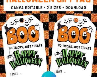 EDITABLE Halloween Tag, Halloween Party Gift Tag, Halloween Favor Tag, Trick or Treat Favor Tag, Halloween Treat Tags, Gift Card, DOWNLOAD