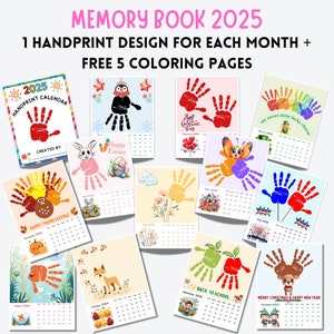 Handprint Calendar 2025, Handprint Craft, Footprint Craft, Kids Toddler, Nursery, Preschool Activity Memory Keepsake, Yearly Handprint Book