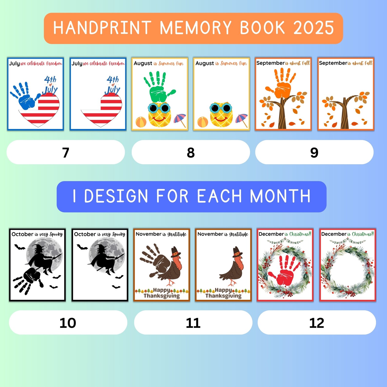 2025 Printable Handprint Activity, Handprint Memory Book, Handprint Art