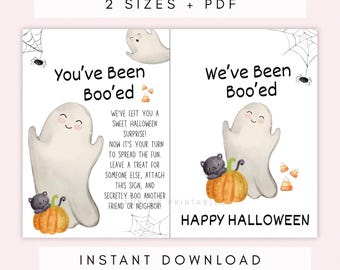You've Been Booed Printable Letter, Halloween Boo Basket, Ghost Card, Halloween Kid Activity, Neighborhood Boo Printable Sign