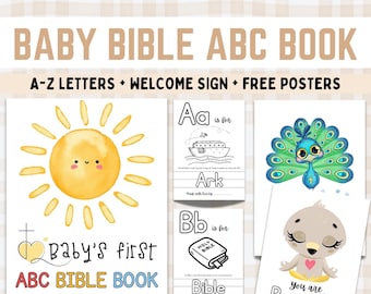 ABC Baby Shower Bible Coloring Book, Baby’s First Faith Based ABC Book, Christian Baby Shower Activity Book, PRINTABLE Baby Shower Keepsake
