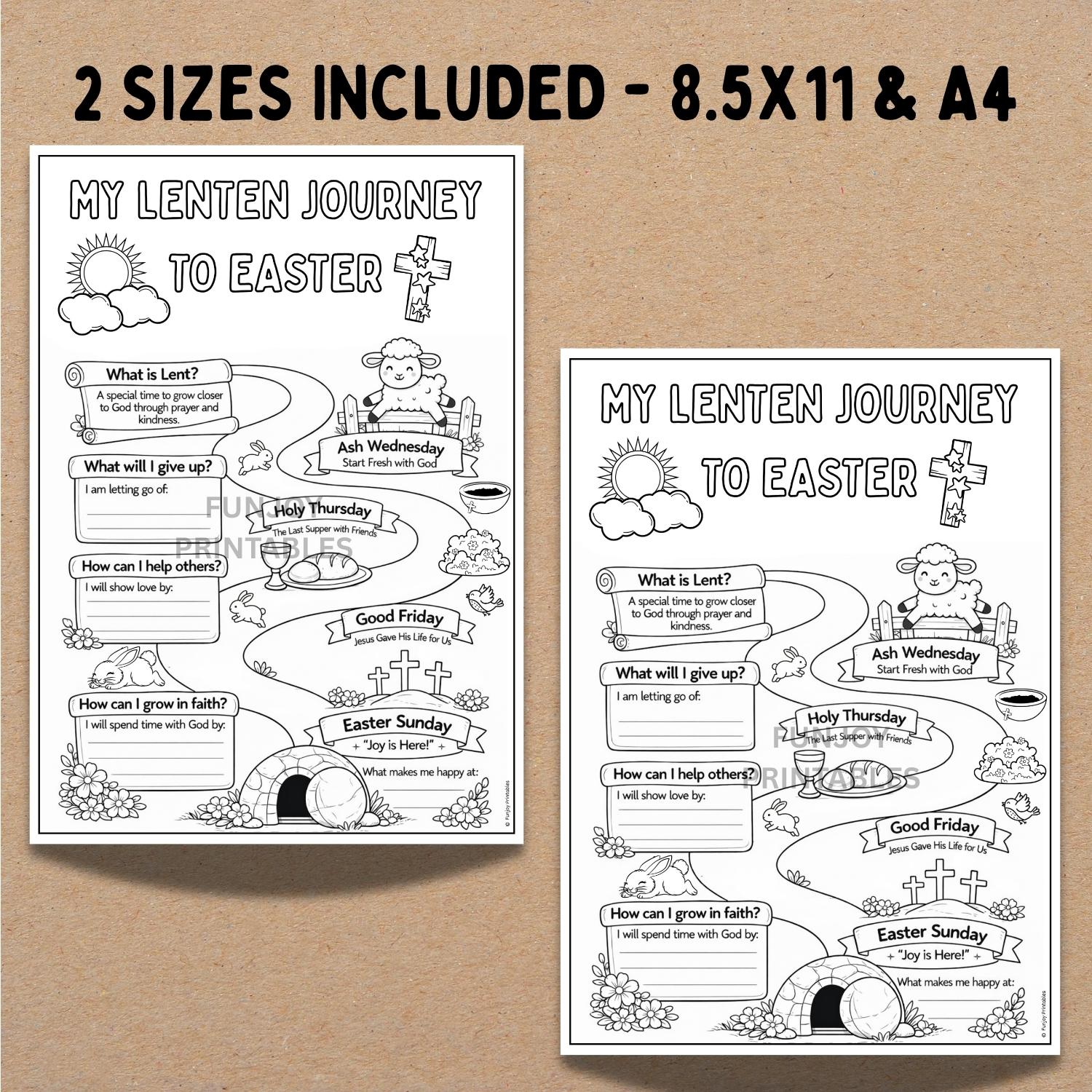 PRINTABLE Lent Coloring Page for Kids, My Lenten Journey Worksheet, Ash ...