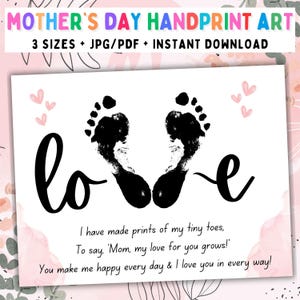 Printable My First Mother's Day Footprint Activity Craft, Baby First Mother's Day Handprint Craft, Craft Kids Art, Footprint Kids Craft DIY