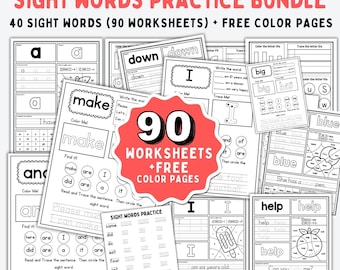 Printable Sight Words Worksheets for Kids, Sight Words Workbook, Preschool, Kindergarten, Grade 1, Learn to Read, DOWNLOAD Sight Words Kids