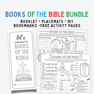 Books of the Bible Activity, Bible Activity Placemat, Sunday School Craft, Christian Activity, Bible Learning Sheets, Bible Lesson for Kids