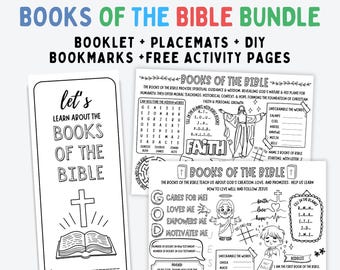 Books of the Bible Activity, Bible Activity Placemat, Sunday School Craft, Christian Activity, Bible Learning Sheets, Bible Lesson for Kids