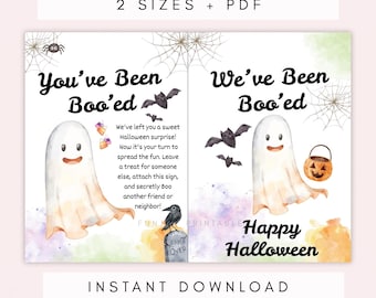 You've Been Booed Halloween Printable, Ghost Card, Neighborhood Activity (PDF Download)