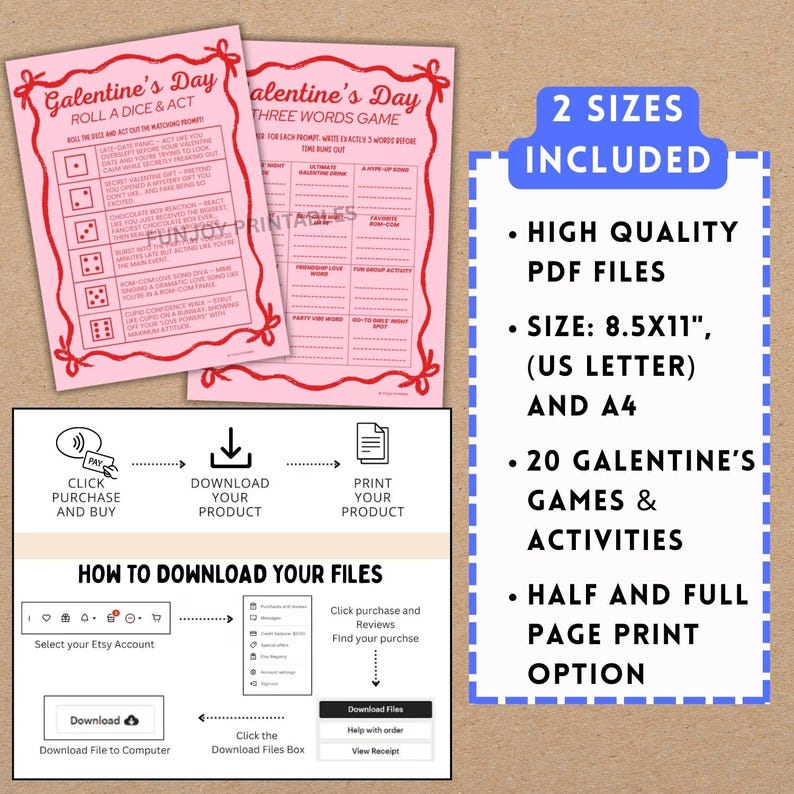 Galentine Games Night for Adults - PRINTABLE Galentine Party Games for Girls, Valentines Day Group Games - Instant Download image 12