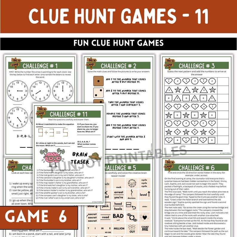 Camping Game BUNDLE: Trivia, Bingo, Games, Ice Breaker, Clue Hunt, Kids ...
