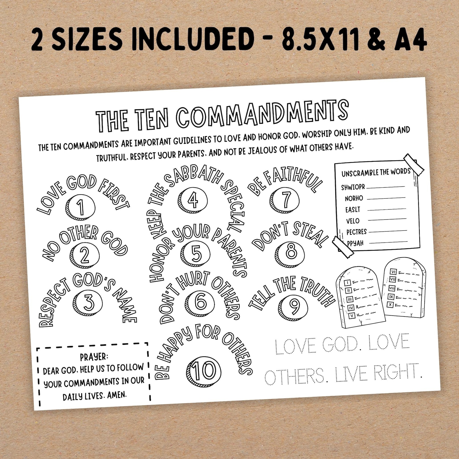 The Ten Commandments Activity Sheets, Christian Activity Pages, Bible ...