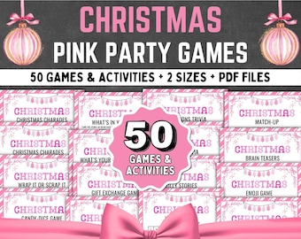 50 Pink Christmas Party Games Bundle, Trivia, Icebreakers, Challenges (PDF Download)