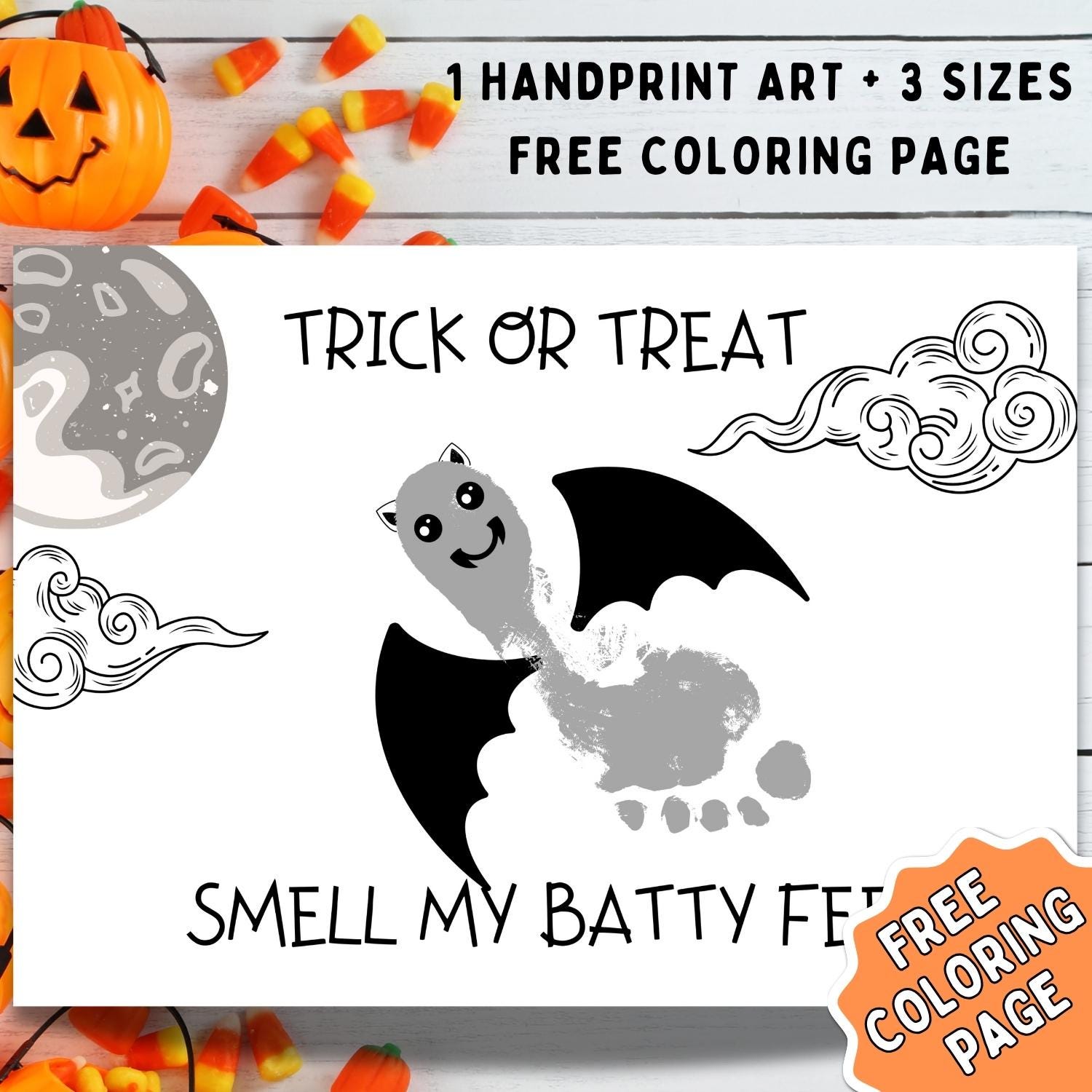 Halloween Bat Footprint Activity, Bat Footprint Art Craft, Halloween…