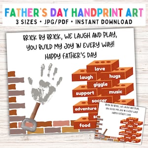PRINTABLE Father’s Day Handprint Poem, DIY Gift for Dad, Daddy, Grandpa, Toddler Keepsake Craft Card Preschool, Father Day Gift DOWNLOAD