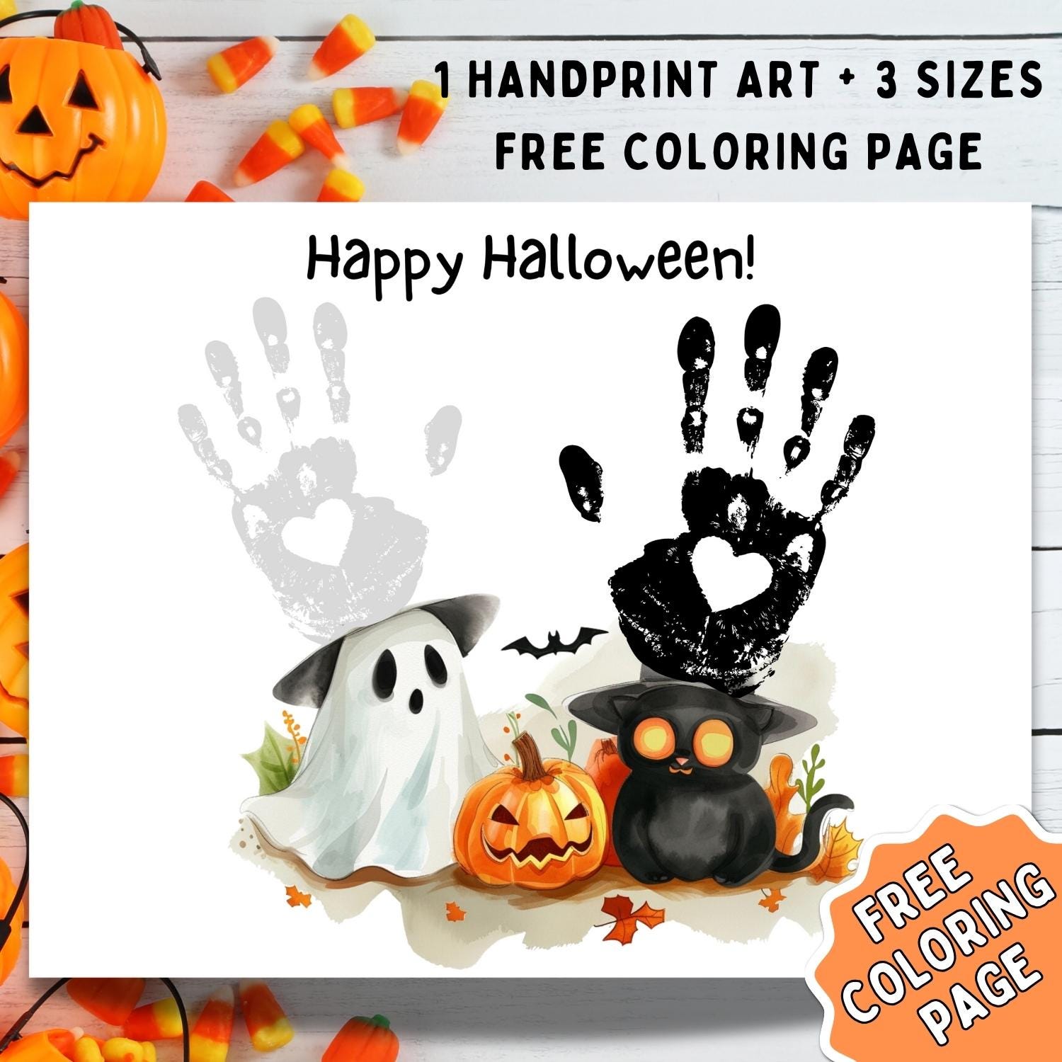 Halloween Hand Print Activity, Spooky Handprint Art Craft,…