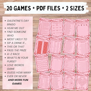 Galentine Games Night for Adults - PRINTABLE Galentine Party Games for Girls, Valentines Day Group Games - Instant Download image 2