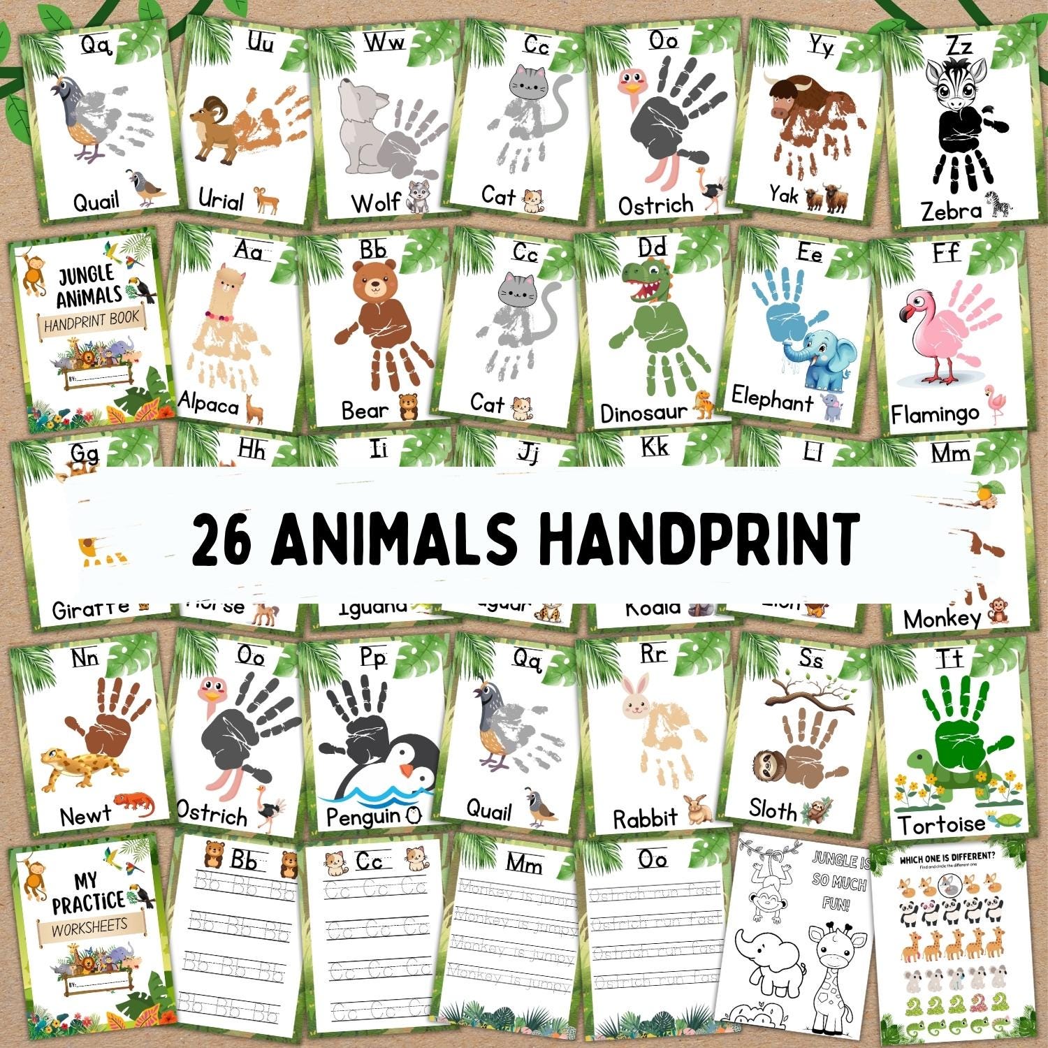 Jungle Animal Handprint ABC Book, Safari Craft (printable) - Etsy