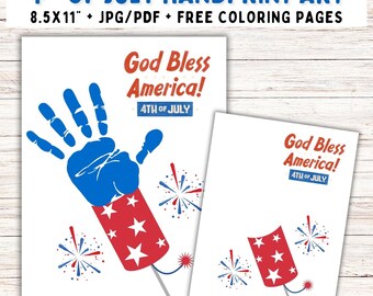 4th of July Handprint Art, 4th of July Activity, Handprint Art, Handprint Craft Keepsake, Preschool Activity, Fourth of July, Printable PDF