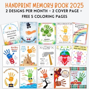 2025 Handprint Memory Book, Kids Handprint Footprint Craft, Memory Book, Printable Handprint Yearly Book, Keepsake Craft for Kids, DOWNLOAD