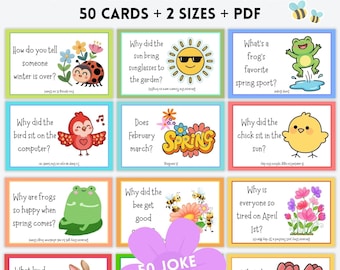 50 Frühlingslunchbox Witze für Kinder, druckbare Scherzkarten (PDF DOWNLOAD)