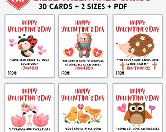 Bible Verse Valentine Cards, Christian School Valentines (Digital Download)