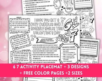 Valentines 67 Activity Sheet Printable, Six Seven Trending Meme Funny Valentines Day Ideas, Valentines Day Ideas, Valentines Coloring Sheet