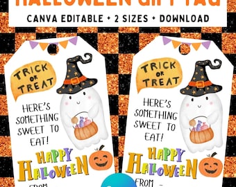 EDITABLE Halloween Tags, Halloween Gift Tag, Halloween Favor Tag, Trick or Treat Favor Tag, Halloween Tags, Personalize Halloween Treat Tags