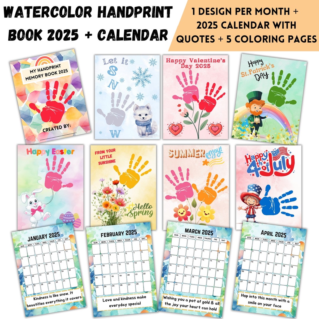 2025 Handprint Memory Book With Calendar, Handprint Art, Craft