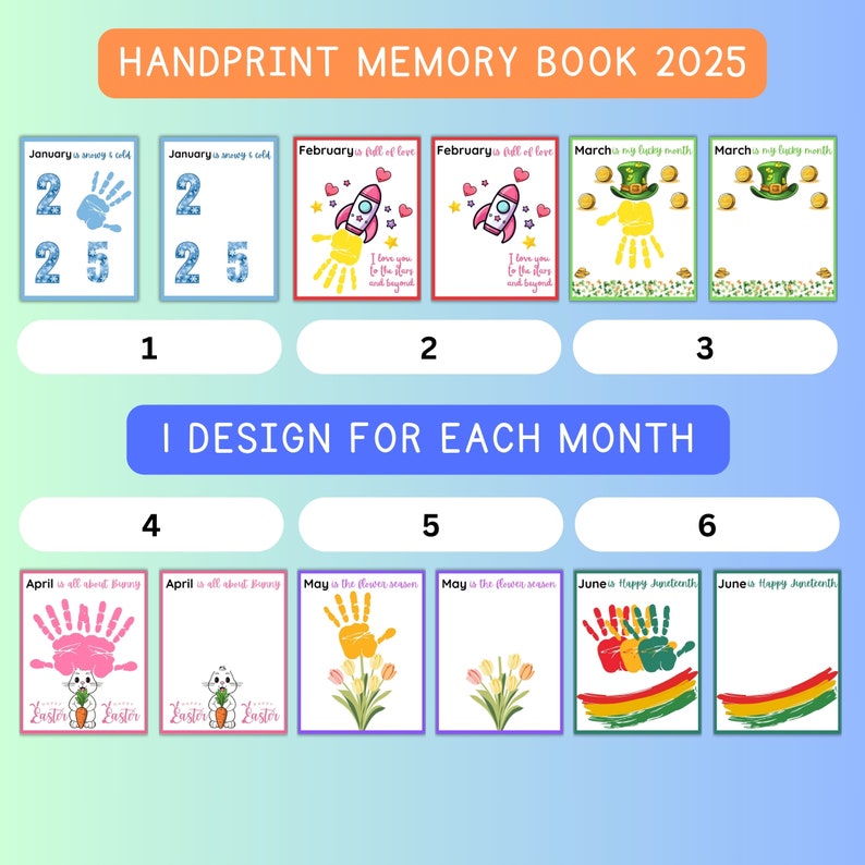 2025 Printable Handprint Activity, Handprint Memory Book, Handprint Art