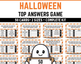 Halloween Top Answers Game, Printable Halloween Party Game, Halloween Games for Kids Tweens Teens Adults, Family Classroom Office Game