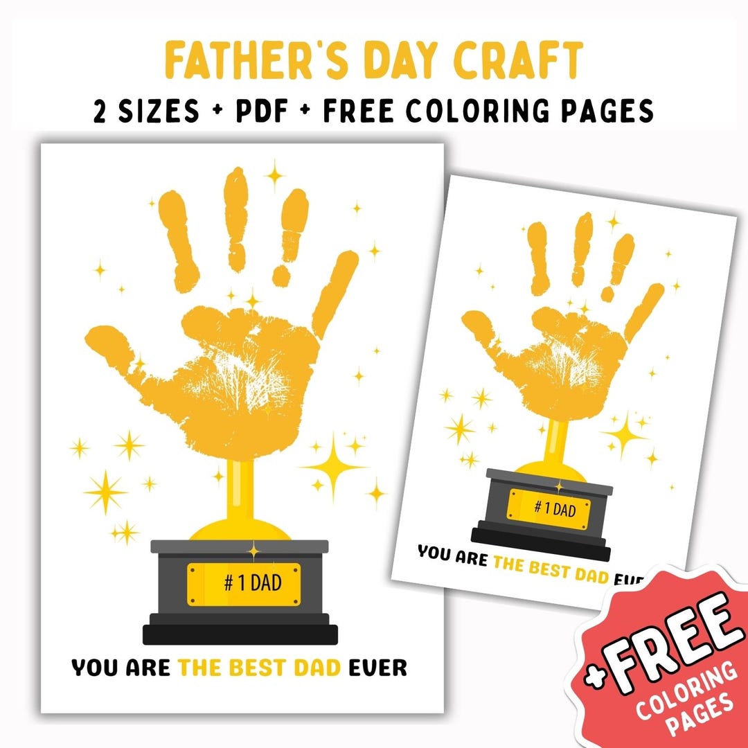 Father's Day Handprint Trophy Craft, #1 Dad Keepsake (digital Download ...