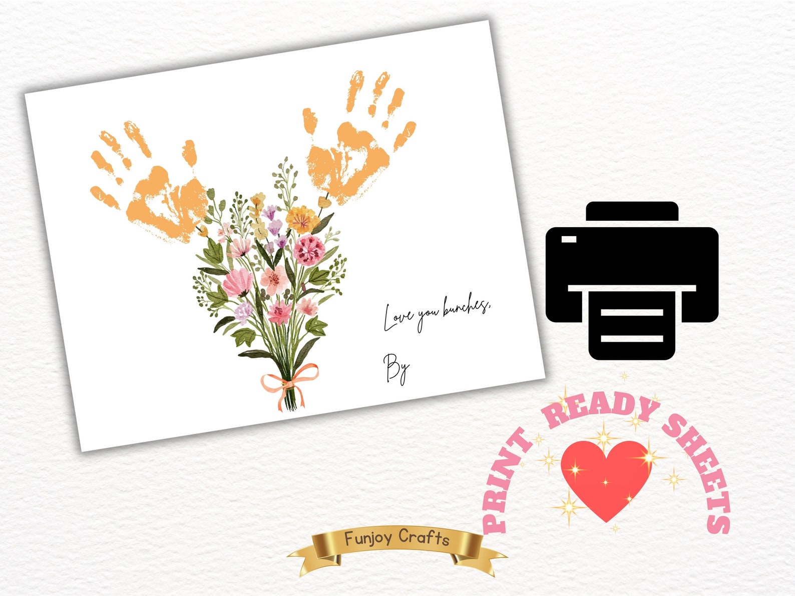 Flower Handprint Craft Art, Printable Handprint Template, Handprint ...