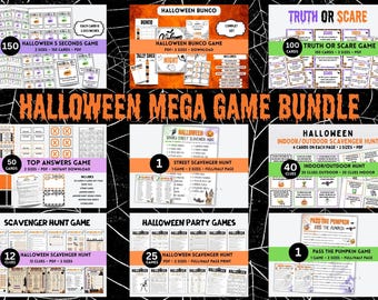Halloween Games Mega Bundle, Printable Party Activities Games (PDF)