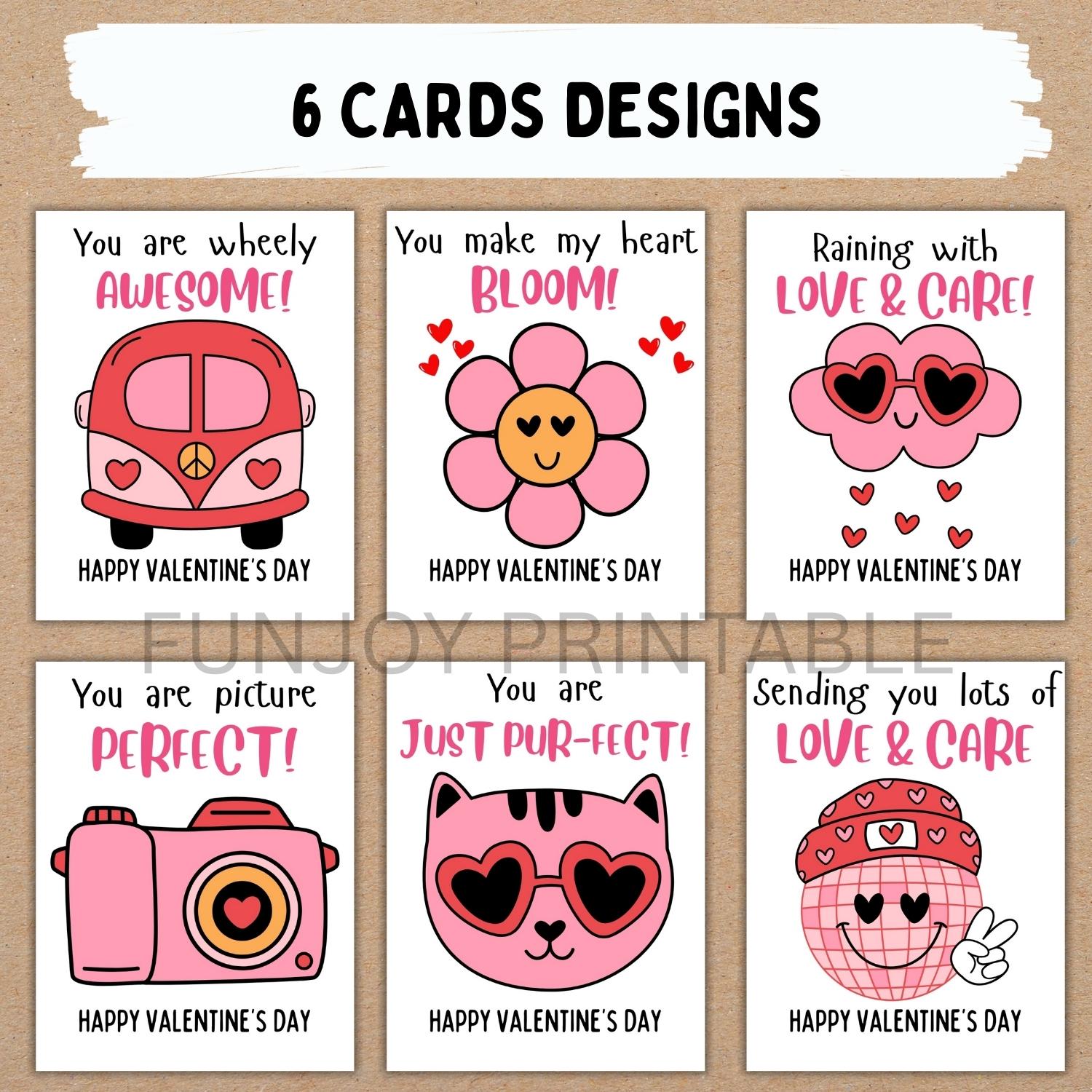 EDITABLE Pink Retro Valentine Cards, Classroom Valentines Day Cards ...