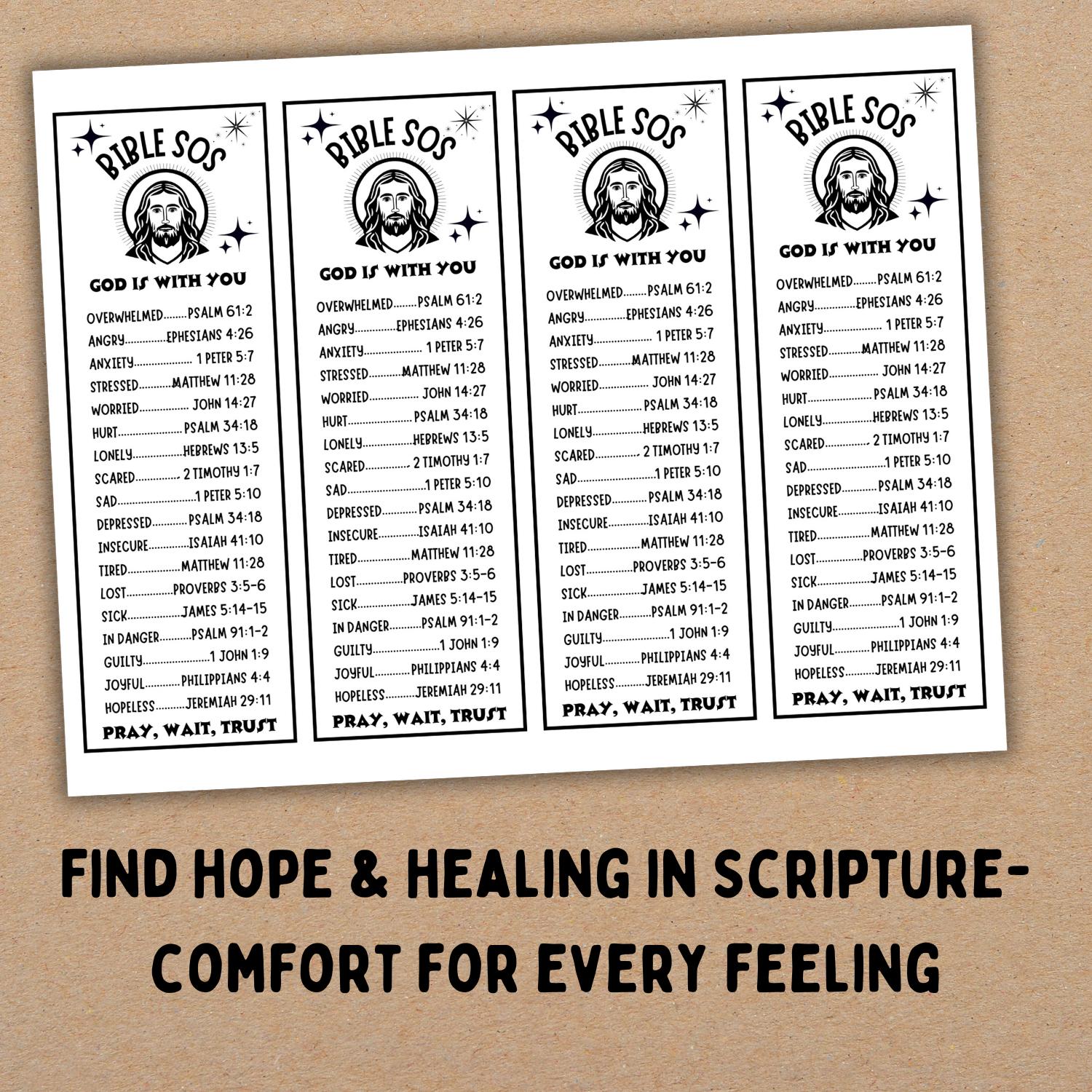 Bible Emergency Numbers Cards, Bible Verse Bookmark, Bible Feelings ...