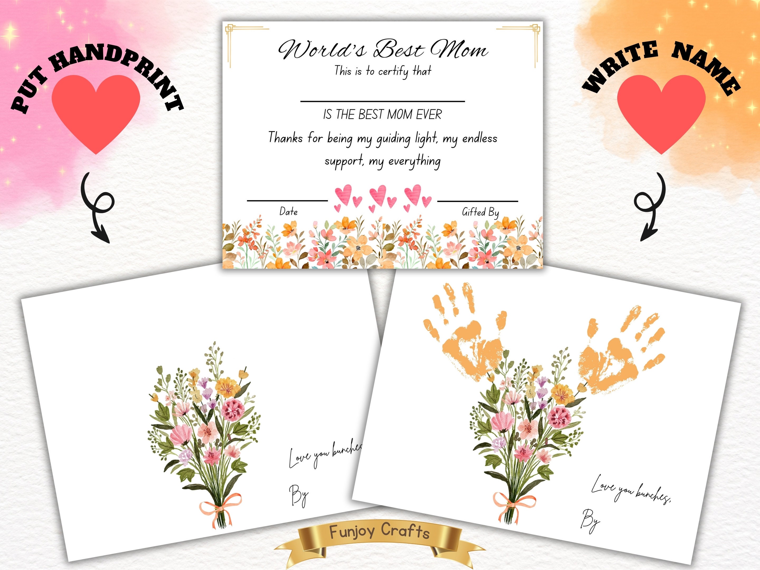 Flower Handprint Craft Art, Printable Handprint Template, Handprint ...