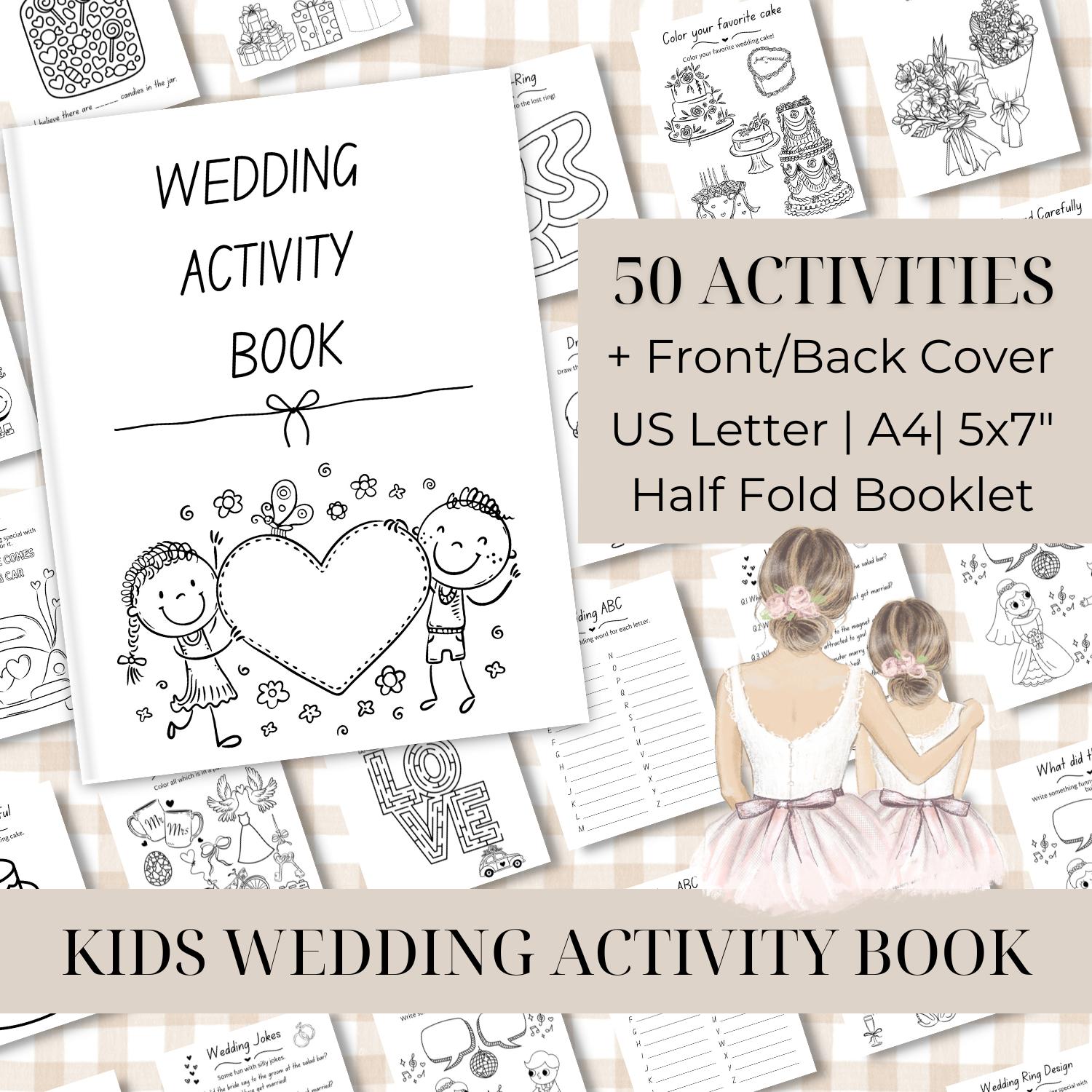 PRINTABLE Kids Wedding Activity Wedding Coloring Book Wedding Activity Book Children's Wedding Activity Book Kids Reception Table Activities