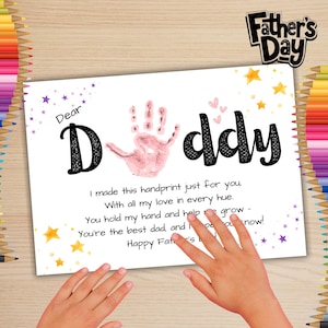 Father’s Day Handprint Poem Printable, DIY Gift for Dad, Daddy, Grandpa, Toddler Keepsake Craft Card Preschool, Father Day Gift PRINTABLE