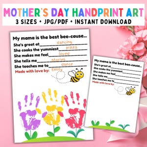 Kids Handprint Keepsake for Mom, Teacher Resource, Craft for Pre-K Kindergarten Children, Mothers Day, Mom Birthday Gift, DIY Craft DOWNLOAD