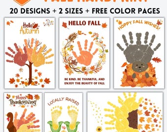 Fall Handprint Art Bundle, Printable Fall Handprint Crafts for Kids, Autumn Preschool Toddler Activity, Fall Keepsake, Daycare Craft