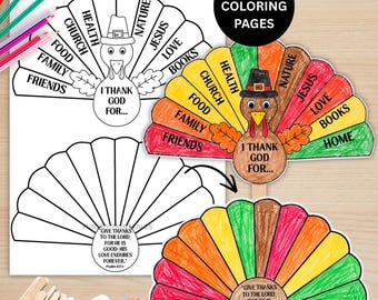 Christian Thanksgiving Turkey Craft for Kids, I Thank God For Gratitude Activity, Sunday School Fall Craft, Bible Thanksgiving Printable