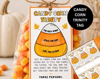 Candy Corn Trinity Tag, Christian Candy Corn Tag, Treat Bag Tag, Printable Halloween Fall Tag, Favor Tag, Halloween Gift, Trick Or Treat
