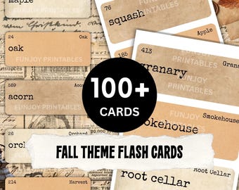 100+ Vintage Fall Word Flashcards, Autumn Words (Digital Download)