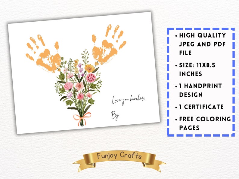 Flower Handprint Craft Art, Printable Handprint Template, Handprint ...