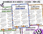 Halloween Riddles Bundle, PRINTABLE Halloween Party Games, Kids Halloween Game, Fall Harvest Party Activity, October Games, INSTANT DOWNLOAD