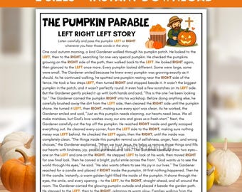Pumpkin Parable Left Right Game, Christian Fall Bible Activity (Digital Download)
