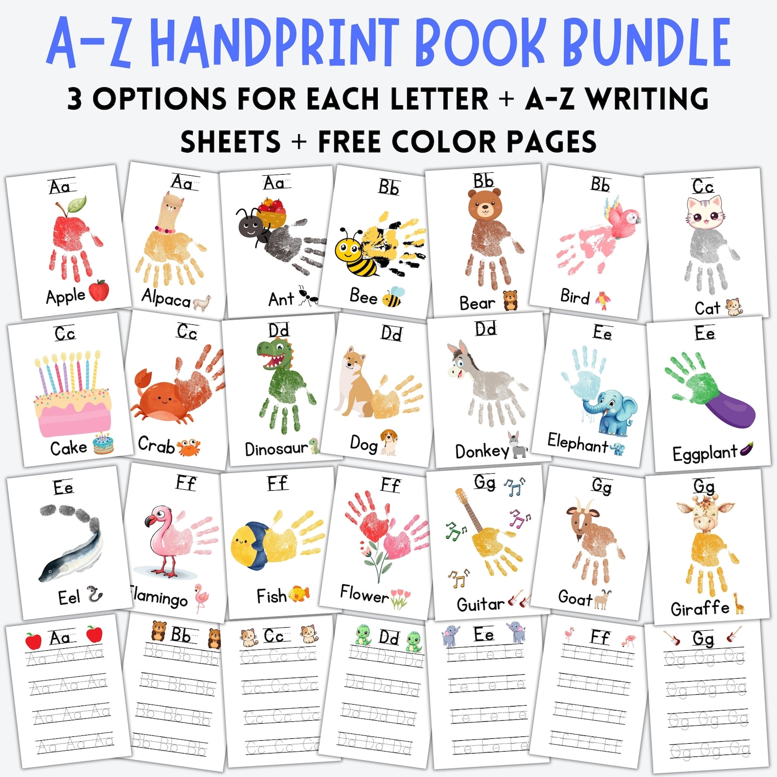 Handprint Alphabet Book Template Preschool Kindergarten Craft DIY Handprint Alphabet Book Template Preschool Kindergarten Craft DIY