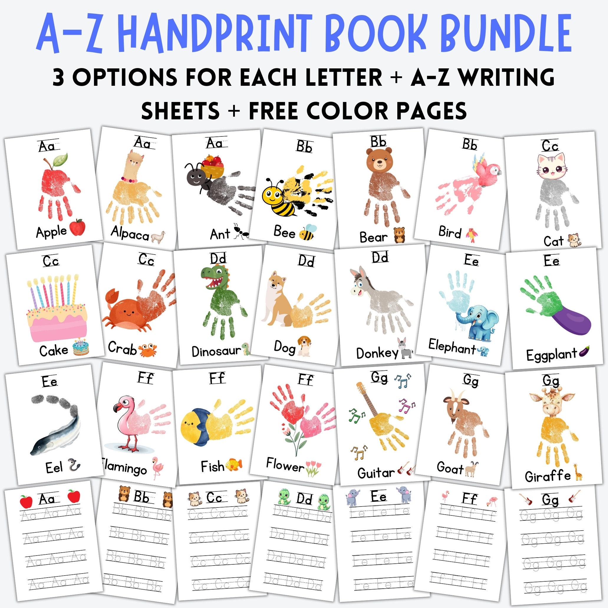Handprint Alphabet Book Template Preschool Kindergarten Craft DIY Handprint Alphabet Book Template Preschool Kindergarten Craft DIY