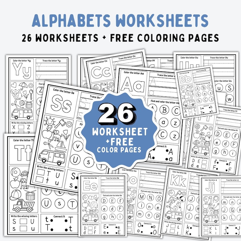 Alphabet Worksheets Printable, Alphabet Busy Book, Letter Practice ...